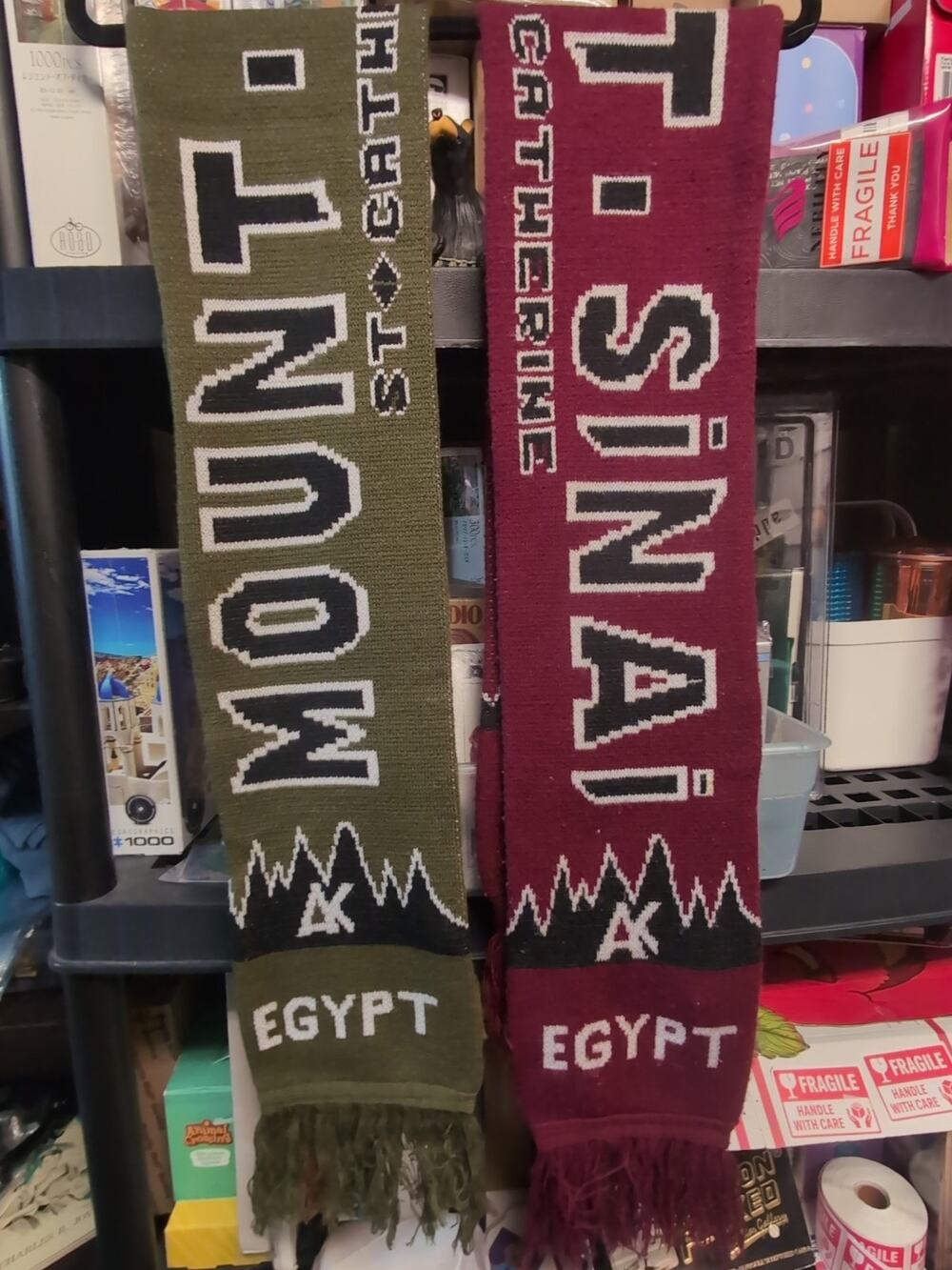 Scarf Lot Egypt Mount Sinai St Catherine Olive Green / Burgundy With Black White